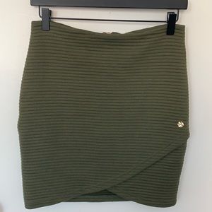 Green Ribbed Mini Skirt